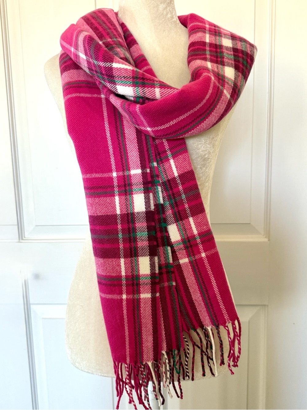 J.Crew Classic Plaid Scarf  with Fringe Ends